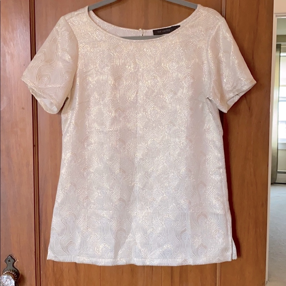 The Limited Medium Cream Gold Texture Blouse